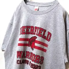 ヘインズ ディアフィールドウォリアーズ ロゴ Tシャツ グレー 灰色 古着