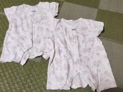 【双子】花柄ロンパース 60-70 2枚セット
