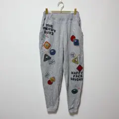rough ラフ　スウェットパンツ　ワッペン　ステッチ　グレー　古着　USED