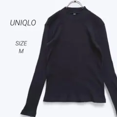 a2299▶ユニクロ　UNIQLO　長袖リブニット【M】ハイネック　ブラック