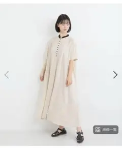 UNPLE レーヨンリネンボイルギャザーワンピース◎