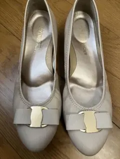 ⭐️日本製⭐️ベージュ リボン付き フラットシューズ