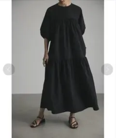 【美品】STYLEMIXER パイピングランタンスリーブワンピース ★ブラックM