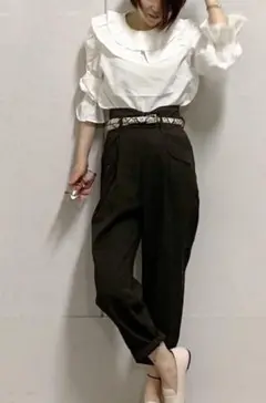 ポケットテーパードアンクルパンツYG+E  オリーブ　XLサイズ