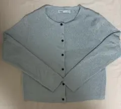 ★値下げ★新品未使用品【ZARA 】シルバー 長袖カーディガン Lサイズ