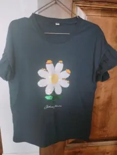 花柄スパンコール付き ネイビーTシャツ130
