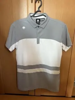 DESCENTE GOLF ポロシャツ M グレー/ホワイト