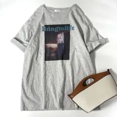 ローリーズファーム　フォトグラフィックT Tシャツ　半袖　ゆったり　グレー