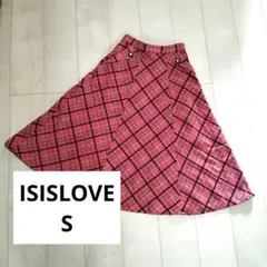ISISLOVE ピンク　チェック　ロングスカート