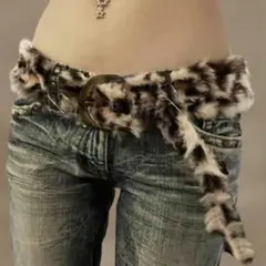 fancy fur long belt 豹柄 y2k 平成ギャル グランジ 韓国