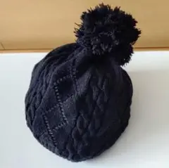 ポンポネット pom ponette ニット帽 黒 サイズＦ 目立った汚れ傷なし
