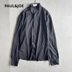 【ポール&ジョー】長袖シャツ　黒ブラック　メンズ　ストレッチ　シンプル（M）