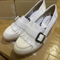 axes フリンジ付きローファー M ホワイト ②