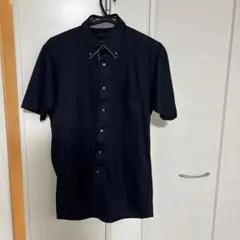 m.f. editorial 半袖シャツ L ネイビー チェック柄