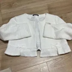BeBe ホワイトツイードジャケット フォーマル　リボン付き　130