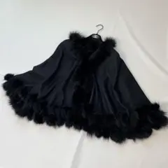 【高級品】ケープコート ポンチョ カシミヤ混 ブルーフォックス
