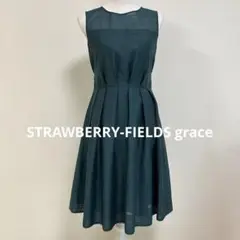 【新品】ストロベリーフィールズ ノースリーブ 膝丈ワンピース グリーン リボン