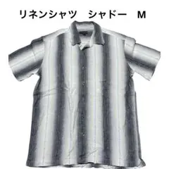 半袖リネンシャツ シャドーストライプ M 00s オンブレ