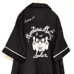 scolar スカラー アニマル うさぎ ボーリングシャツ 黒 M
