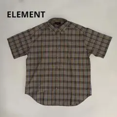 ELEMENT エレメント L チェックシャツ 半袖 茶色