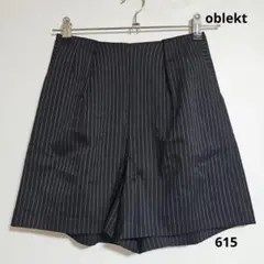oblekt黒白ストライプ ゴム入りショートパンツ