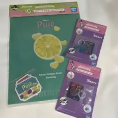 Kanro Puré グミ一番くじ、クリアファイル、チャーム2個