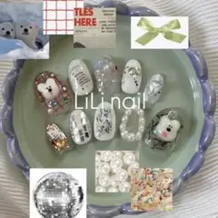 ネイルチップ 韓国 フレンチガーリー ワンホン個性派ネイル