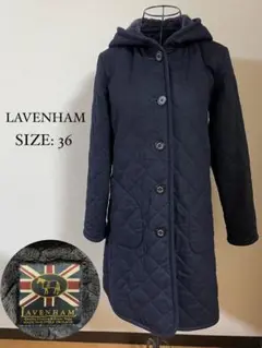 LAVENHAM ラベンハム キルティングコート ウール 裏ボア ネイビー 36