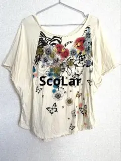 訳あり　ScoLar 花柄×レース バタフライ柄トップス M 個性派 ゆったり