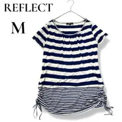 リフレクトReflect 裾リボンストライプ 半袖Tシャツ ラウンドネック　M