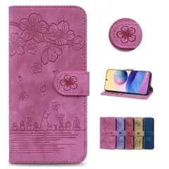 iPhone14Proピンク 花柄 手帳型ケース