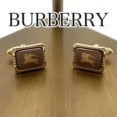 美品　BURBERRY ブラウン ゴールド カフリンクス　ロゴ入り