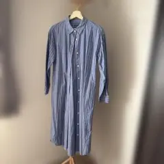 ストライプ シャツワンピース Lサイズ 綿100%