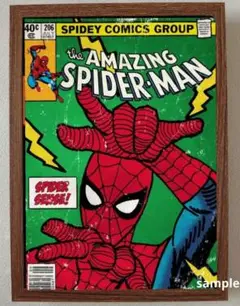 スパイダーマン　ポスターフレーム付き壁掛けアメリカンレトロMARVEL