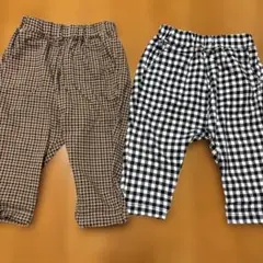 GUチェック柄千鳥柄パンツ2点セット　80