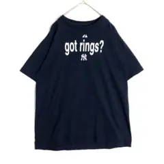 3155　got rings? MLB　ヤンキース　半袖　Tシャツ　紺