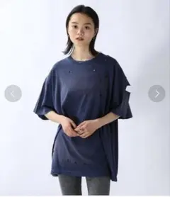 JEANASIS ブリーチクラッシュオーバーTEE ネイビー