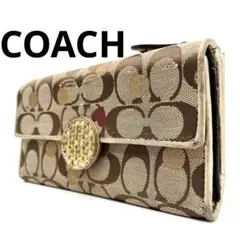【美品】COACH 長財布　シグネチャー　キャンバス　ベージュ