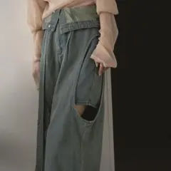 mideal カットアウトデザインワイドデニム