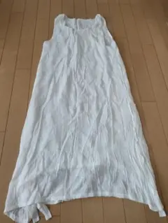 リネン ノースリーブ ロングワンピース ホワイト