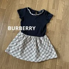 バーバリー❣️キッズ　ワンピース　ノバチェック柄　フレア　切り替え　フリル　100