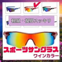G0200-2 スポーツサングラス　ケース付　ワインカラー　アウトドア　男女兼用