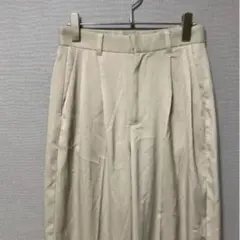 コーエン　ワイドパンツ(S)ベージュ無地　キレイめカジュアルセンタープレス