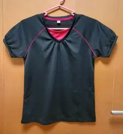 ユニクロ◆スポーツTシャツ◆150 ブラック×ピンク