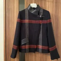 新品 HERMES バイカージャケット チェック ブラック 34