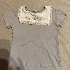 バースデイ　110 コトリ　襟付き刺繍入りグレーTシャツ
