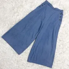 Cutie Blonde✨良品　ワイドパンツ　ボタン　デニム風　ワールド　（L）