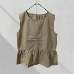 T245【イェッカヴェッカ】カットソー　ノースリーブ　ペプラム　ベージュ　春夏
