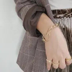 【ゴールド】metal hollow link bracelet RB017