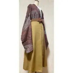 展示品　◇和洋 きものコーデ◇  セット売り　赤　イエロー系　ベルト付き